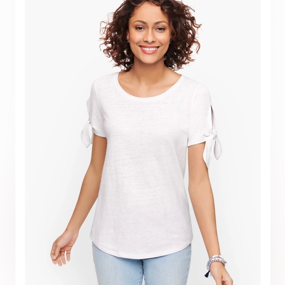 NWT Talbots Tie Sleeve Foil Tee Size Medium